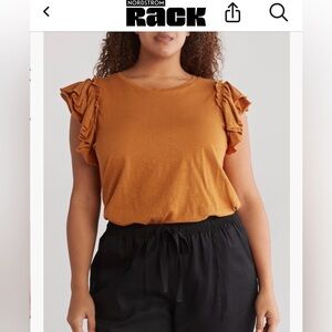 Woman plus Industry double Ruffled Sleeve Women's Top -  vintage Brown 3x